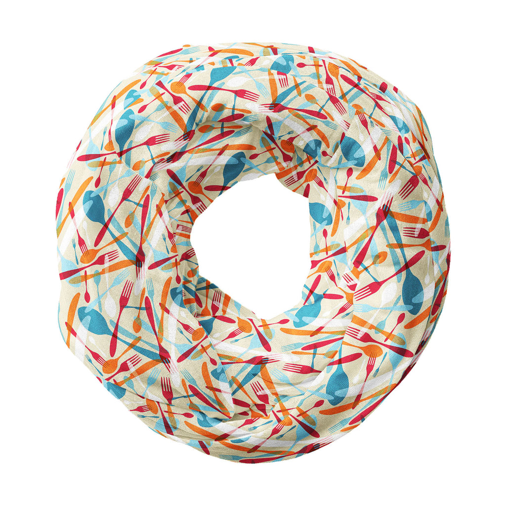 Knife & Spoon Printed Wraparound Infinity Loop Scarf | Girls & Women | Soft Poly Fabric-Scarfs Infinity Loop-SCF_FB_LP-IC 5007219 IC 5007219, Abstract Expressionism, Abstracts, Beverage, Cuisine, Food, Food and Beverage, Food and Drink, Icons, Illustrations, Kitchen, Patterns, Semi Abstract, Signs and Symbols, Symbols, knife, spoon, printed, wraparound, infinity, loop, scarf, girls, women, soft, poly, fabric, pattern, bistro, seamless, abstract, background, cafe, card, celebrate, celebration, collection, co
