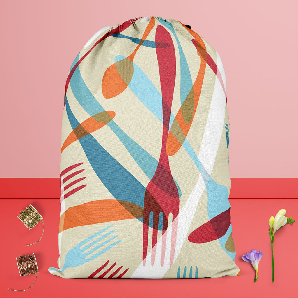 Knife & Spoon Reusable Sack Bag | Bag for Gym, Storage, Vegetable & Travel-Drawstring Sack Bags-SCK_FB_DS-IC 5007219 IC 5007219, Abstract Expressionism, Abstracts, Beverage, Cuisine, Food, Food and Beverage, Food and Drink, Icons, Illustrations, Kitchen, Patterns, Semi Abstract, Signs and Symbols, Symbols, knife, spoon, reusable, sack, bag, for, gym, storage, vegetable, travel, pattern, bistro, seamless, abstract, background, cafe, card, celebrate, celebration, collection, cook, cooking, cutlery, decoration