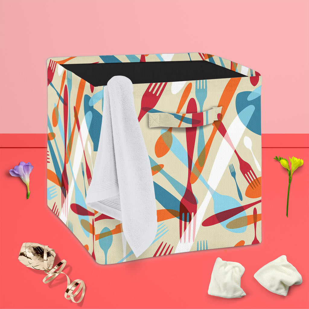 Knife & Spoon Foldable Open Storage Bin | Organizer Box, Toy Basket, Shelf Box, Laundry Bag | Canvas Fabric-Storage Bins-STR_BI_CB-IC 5007219 IC 5007219, Abstract Expressionism, Abstracts, Beverage, Cuisine, Food, Food and Beverage, Food and Drink, Icons, Illustrations, Kitchen, Patterns, Semi Abstract, Signs and Symbols, Symbols, knife, spoon, foldable, open, storage, bin, organizer, box, toy, basket, shelf, laundry, bag, canvas, fabric, pattern, bistro, seamless, abstract, background, cafe, card, celebrat