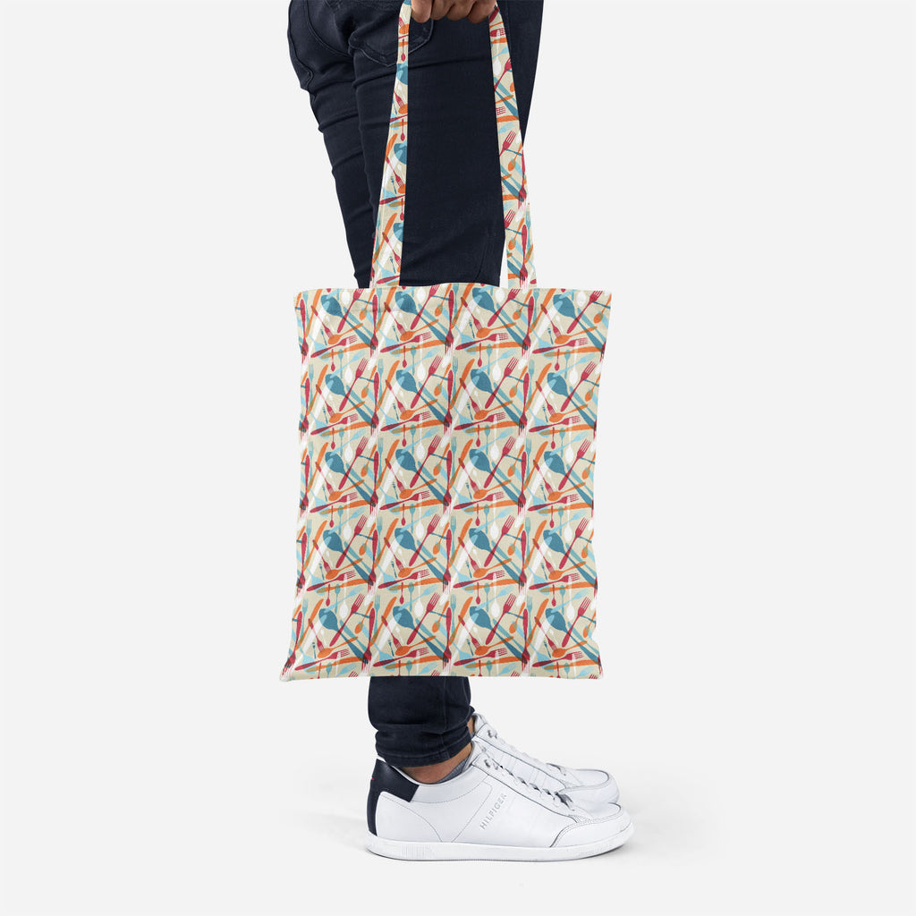 ArtzFolio Knife & Spoon Tote Bag Shoulder Purse | Multipurpose-Tote Bags Basic-AZ5007219TOT_RF-IC 5007219 IC 5007219, Abstract Expressionism, Abstracts, Beverage, Cuisine, Food, Food and Beverage, Food and Drink, Icons, Illustrations, Kitchen, Patterns, Semi Abstract, Signs and Symbols, Symbols, knife, spoon, tote, bag, shoulder, purse, multipurpose, pattern, bistro, seamless, abstract, background, cafe, card, celebrate, celebration, collection, cook, cooking, cutlery, decoration, dining, dinner, eat, equip