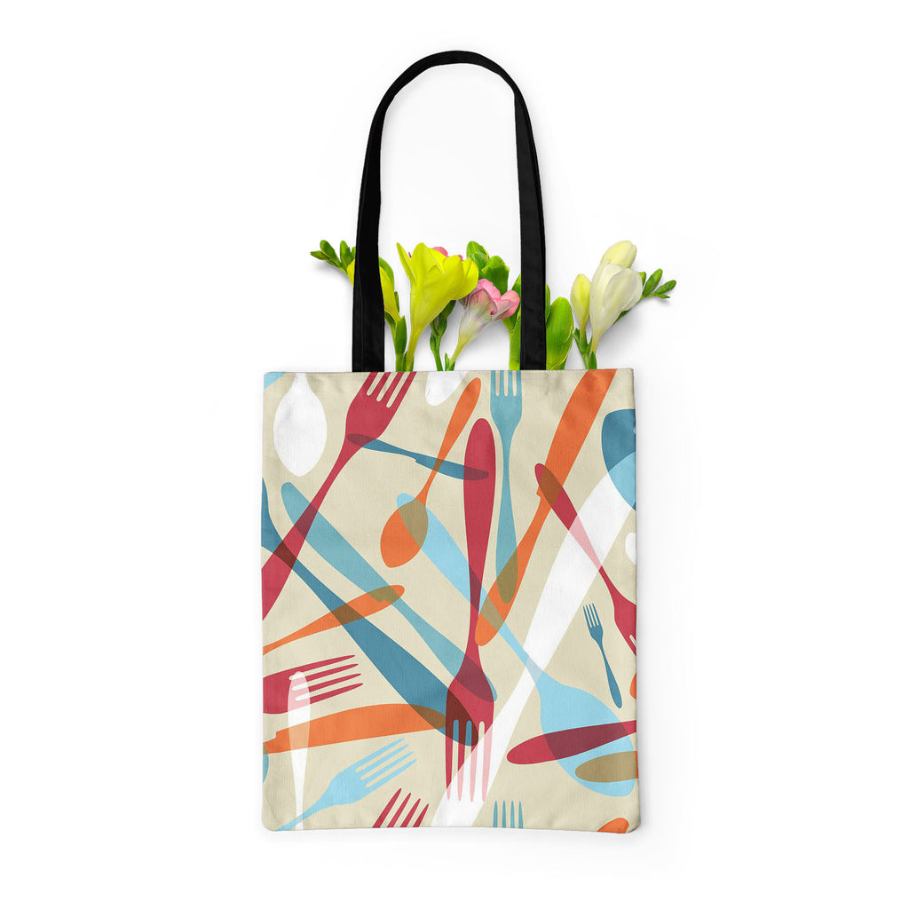 Knife & Spoon Tote Bag Shoulder Purse | Multipurpose-Tote Bags Basic-TOT_FB_BS-IC 5007219 IC 5007219, Abstract Expressionism, Abstracts, Beverage, Cuisine, Food, Food and Beverage, Food and Drink, Icons, Illustrations, Kitchen, Patterns, Semi Abstract, Signs and Symbols, Symbols, knife, spoon, tote, bag, shoulder, purse, multipurpose, pattern, bistro, seamless, abstract, background, cafe, card, celebrate, celebration, collection, cook, cooking, cutlery, decoration, dining, dinner, eat, equipment, fork, gift