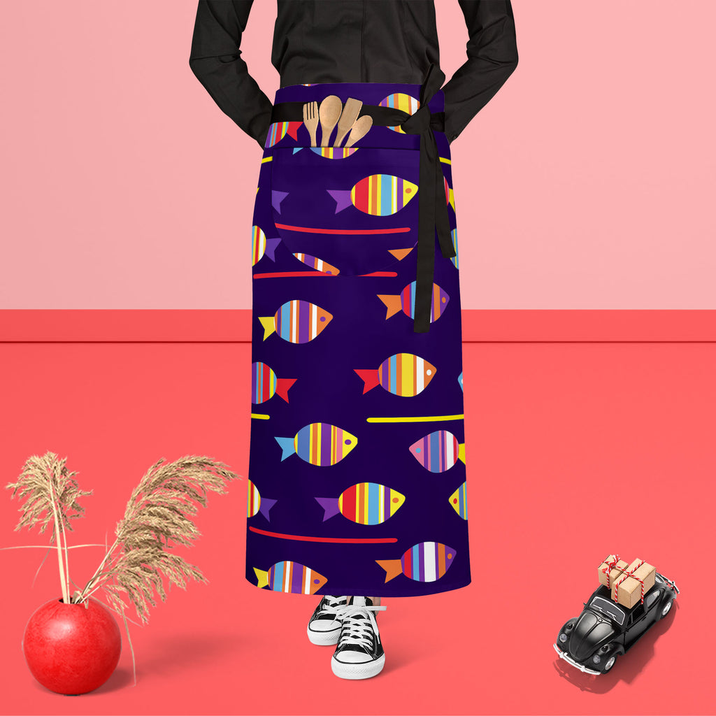 Colourful Fishes Apron | Adjustable, Free Size & Waist Tiebacks-Aprons Waist to Feet-APR_WS_FT-IC 5007222 IC 5007222, Animals, Animated Cartoons, Art and Paintings, Baby, Birds, Caricature, Cartoons, Children, Decorative, Digital, Digital Art, Fantasy, Graphic, Illustrations, Kids, Nature, Paintings, Patterns, Scenic, Signs, Signs and Symbols, colourful, fishes, apron, adjustable, free, size, waist, tiebacks, fish, pattern, cartoon, animal, aquarium, aquatic, background, beautiful, blue, child, childish, cu