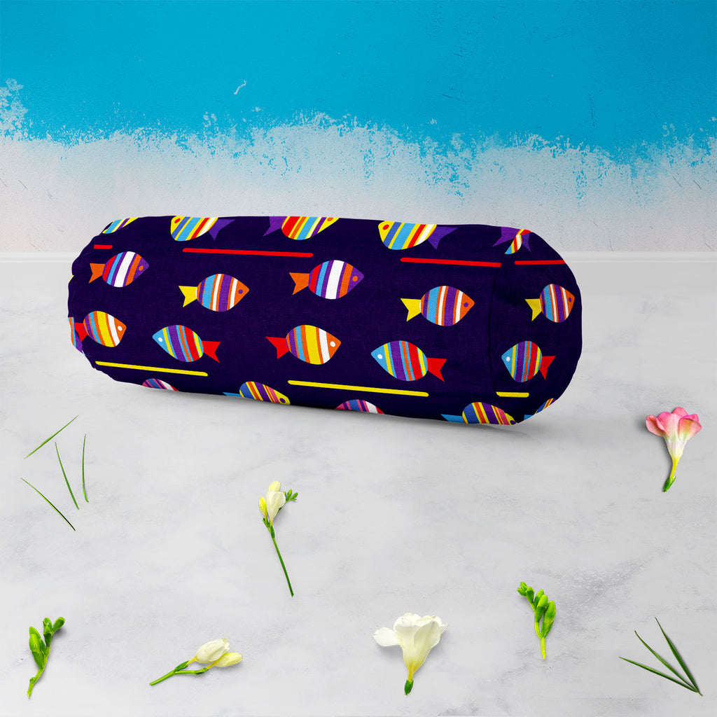 Colourful Fishes Bolster Cover Booster Cases | Concealed Zipper Opening-Bolster Covers-BOL_CV_ZP-IC 5007222 IC 5007222, Animals, Animated Cartoons, Art and Paintings, Baby, Birds, Caricature, Cartoons, Children, Decorative, Digital, Digital Art, Fantasy, Graphic, Illustrations, Kids, Nature, Paintings, Patterns, Scenic, Signs, Signs and Symbols, colourful, fishes, bolster, cover, booster, cases, concealed, zipper, opening, fish, pattern, cartoon, animal, aquarium, aquatic, background, beautiful, blue, child