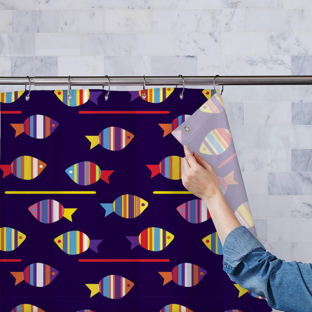 Colourful Fishes Washable Waterproof Shower Curtain-Shower Curtains-CUR_SH-IC 5007222 IC 5007222, Animals, Animated Cartoons, Art and Paintings, Baby, Birds, Caricature, Cartoons, Children, Decorative, Digital, Digital Art, Fantasy, Graphic, Illustrations, Kids, Nature, Paintings, Patterns, Scenic, Signs, Signs and Symbols, colourful, fishes, washable, waterproof, shower, curtain, fish, pattern, cartoon, animal, aquarium, aquatic, background, beautiful, blue, child, childish, cute, decor, decorated, deep, d