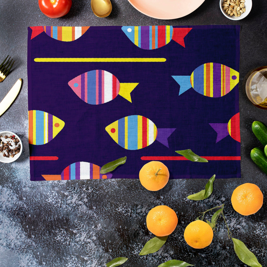 Colourful Fishes Table Mat Placemat-Table Place Mats Fabric-MAT_TB-IC 5007222 IC 5007222, Animals, Animated Cartoons, Art and Paintings, Baby, Birds, Caricature, Cartoons, Children, Decorative, Digital, Digital Art, Fantasy, Graphic, Illustrations, Kids, Nature, Paintings, Patterns, Scenic, Signs, Signs and Symbols, colourful, fishes, table, mat, placemat, fish, pattern, cartoon, animal, aquarium, aquatic, background, beautiful, blue, child, childish, cute, decor, decorated, deep, design, dive, exotic, fabr
