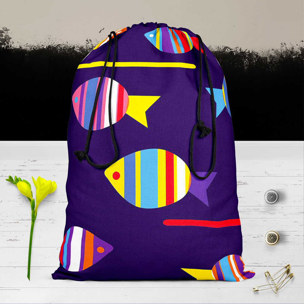 Colourful Fishes Reusable Sack Bag | Bag for Gym, Storage, Vegetable & Travel-Drawstring Sack Bags-SCK_FB_DS-IC 5007222 IC 5007222, Animals, Animated Cartoons, Art and Paintings, Baby, Birds, Caricature, Cartoons, Children, Decorative, Digital, Digital Art, Fantasy, Graphic, Illustrations, Kids, Nature, Paintings, Patterns, Scenic, Signs, Signs and Symbols, colourful, fishes, reusable, sack, bag, for, gym, storage, vegetable, travel, fish, pattern, cartoon, animal, aquarium, aquatic, background, beautiful, 