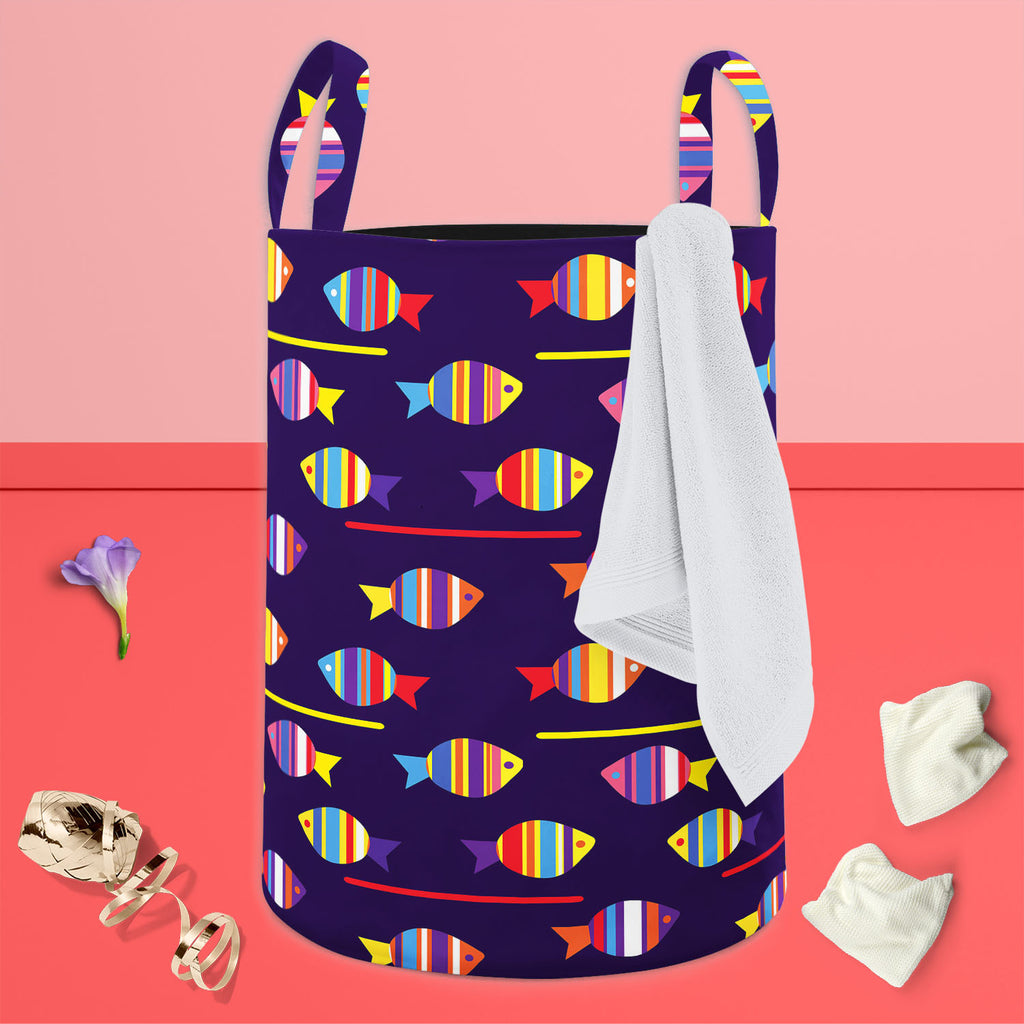 Colourful Fishes Foldable Open Storage Bin | Organizer Box, Toy Basket, Shelf Box, Laundry Bag | Canvas Fabric-Storage Bins-STR_BI_CB-IC 5007222 IC 5007222, Animals, Animated Cartoons, Art and Paintings, Baby, Birds, Caricature, Cartoons, Children, Decorative, Digital, Digital Art, Fantasy, Graphic, Illustrations, Kids, Nature, Paintings, Patterns, Scenic, Signs, Signs and Symbols, colourful, fishes, foldable, open, storage, bin, organizer, box, toy, basket, shelf, laundry, bag, canvas, fabric, fish, patter