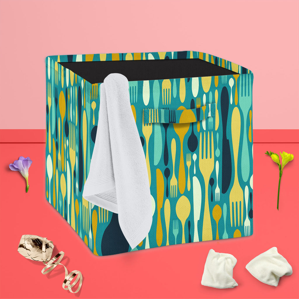 Cutlery Foldable Open Storage Bin | Organizer Box, Toy Basket, Shelf Box, Laundry Bag | Canvas Fabric-Storage Bins-STR_BI_CB-IC 5007224 IC 5007224, Abstract Expressionism, Abstracts, Beverage, Cuisine, Food, Food and Beverage, Food and Drink, Icons, Illustrations, Kitchen, Patterns, Semi Abstract, Signs and Symbols, Symbols, cutlery, foldable, open, storage, bin, organizer, box, toy, basket, shelf, laundry, bag, canvas, fabric, abstract, background, bistro, blue, cafe, card, celebrate, celebration, collecti