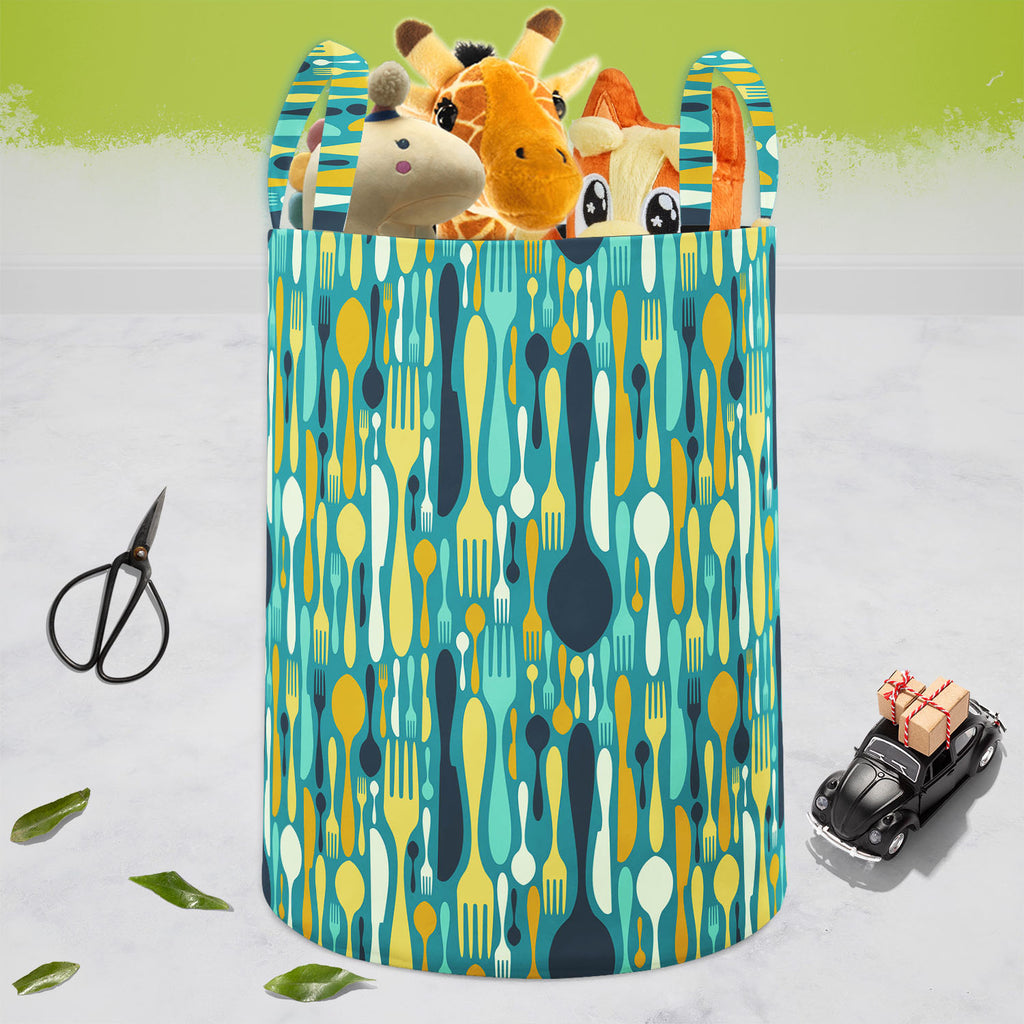 Cutlery Foldable Open Storage Bin | Organizer Box, Toy Basket, Shelf Box, Laundry Bag | Canvas Fabric-Storage Bins-STR_BI_CB-IC 5007224 IC 5007224, Abstract Expressionism, Abstracts, Beverage, Cuisine, Food, Food and Beverage, Food and Drink, Icons, Illustrations, Kitchen, Patterns, Semi Abstract, Signs and Symbols, Symbols, cutlery, foldable, open, storage, bin, organizer, box, toy, basket, shelf, laundry, bag, canvas, fabric, abstract, background, bistro, blue, cafe, card, celebrate, celebration, collecti