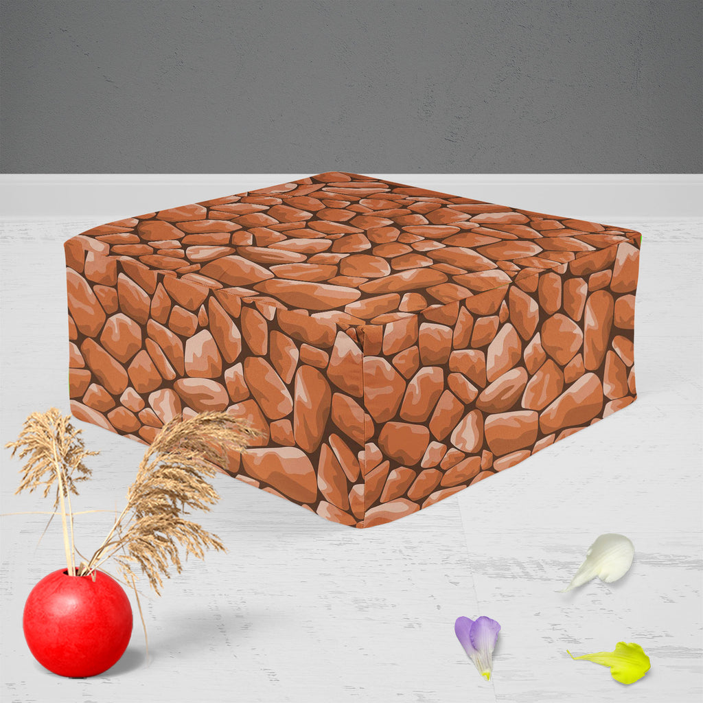 Abstract Décor Footstool Footrest Puffy Pouffe Ottoman Bean Bag | Canvas Fabric - Footstools - ArtzFolio.com