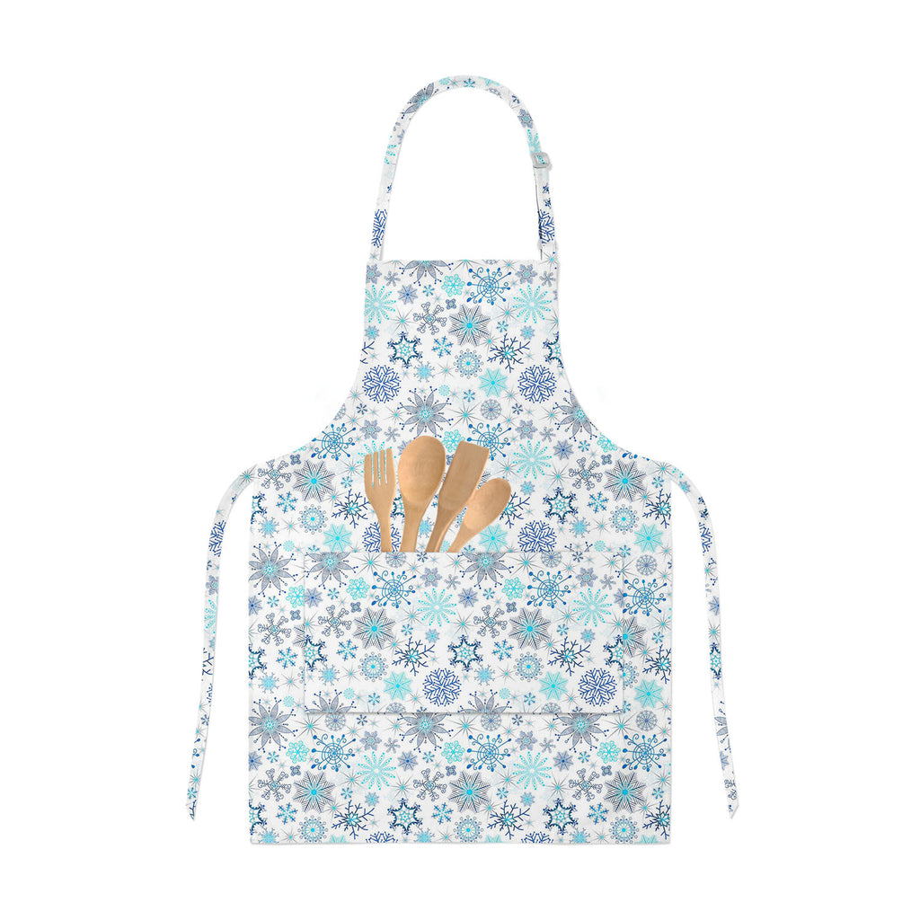 Christmas Snowflakes Apron | Adjustable, Free Size & Waist Tiebacks-Aprons Neck to Knee-APR_NK_KN-IC 5007226 IC 5007226, Abstract Expressionism, Abstracts, Ancient, Black and White, Christianity, Circle, Decorative, Drawing, Historical, Medieval, Patterns, Retro, Seasons, Semi Abstract, Signs, Signs and Symbols, Vintage, White, christmas, snowflakes, apron, adjustable, free, size, waist, tiebacks, abstract, background, blue, chaotic, crossing, dark, decoration, design, detail, feature, frost, gentle, gradie