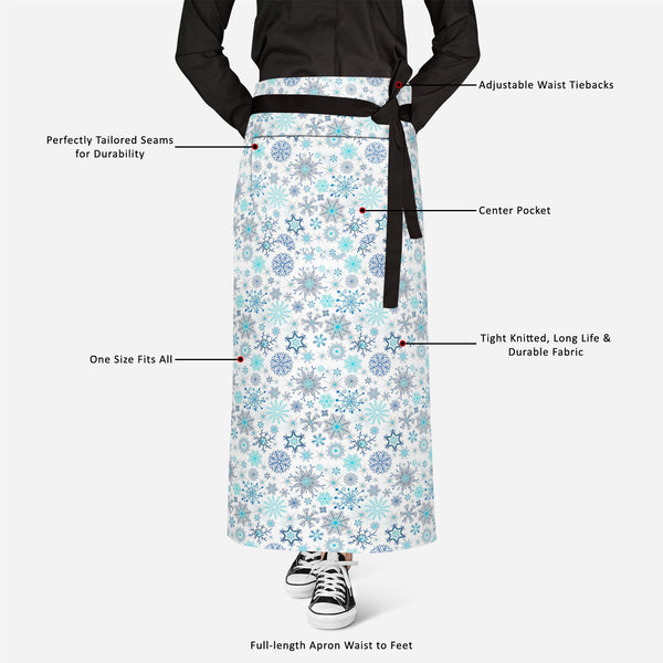 Christmas Snowflakes Apron | Adjustable, Free Size & Waist Tiebacks-Aprons Waist to Knee-APR_WS_FT-IC 5007226 IC 5007226, Abstract Expressionism, Abstracts, Ancient, Black and White, Christianity, Circle, Decorative, Drawing, Historical, Medieval, Patterns, Retro, Seasons, Semi Abstract, Signs, Signs and Symbols, Vintage, White, christmas, snowflakes, full-length, apron, satin, fabric, adjustable, waist, tiebacks, abstract, background, blue, chaotic, crossing, dark, decoration, design, detail, feature, fros