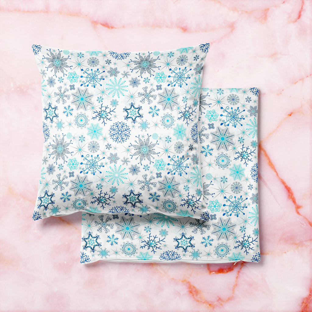 Christmas Snowflakes D1 Cushion Cover Throw Pillow-Cushion Covers-CUS_CV-IC 5007226 IC 5007226, Abstract Expressionism, Abstracts, Ancient, Black and White, Christianity, Circle, Decorative, Drawing, Historical, Medieval, Patterns, Retro, Seasons, Semi Abstract, Signs, Signs and Symbols, Vintage, White, christmas, snowflakes, d1, cushion, cover, throw, pillow, abstract, background, blue, chaotic, crossing, dark, decoration, design, detail, feature, frost, gentle, gradient, gray, mix, ornament, painted, past