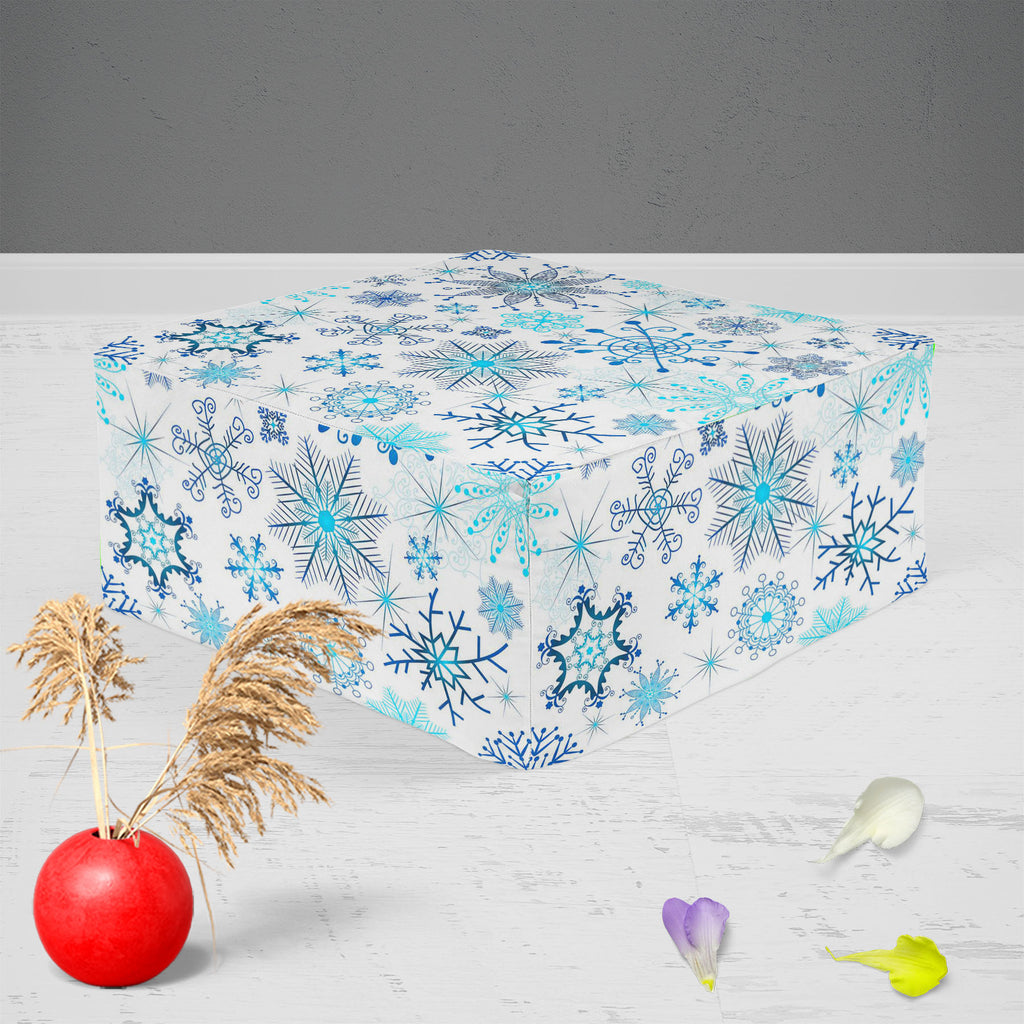 Christmas Snowflakes D1 Footstool Footrest Puffy Pouffe Ottoman Bean Bag | Canvas Fabric-Footstools-FST_CB_BN-IC 5007226 IC 5007226, Abstract Expressionism, Abstracts, Ancient, Black and White, Christianity, Circle, Decorative, Drawing, Historical, Medieval, Patterns, Retro, Seasons, Semi Abstract, Signs, Signs and Symbols, Vintage, White, christmas, snowflakes, d1, footstool, footrest, puffy, pouffe, ottoman, bean, bag, canvas, fabric, abstract, background, blue, chaotic, crossing, dark, decoration, design