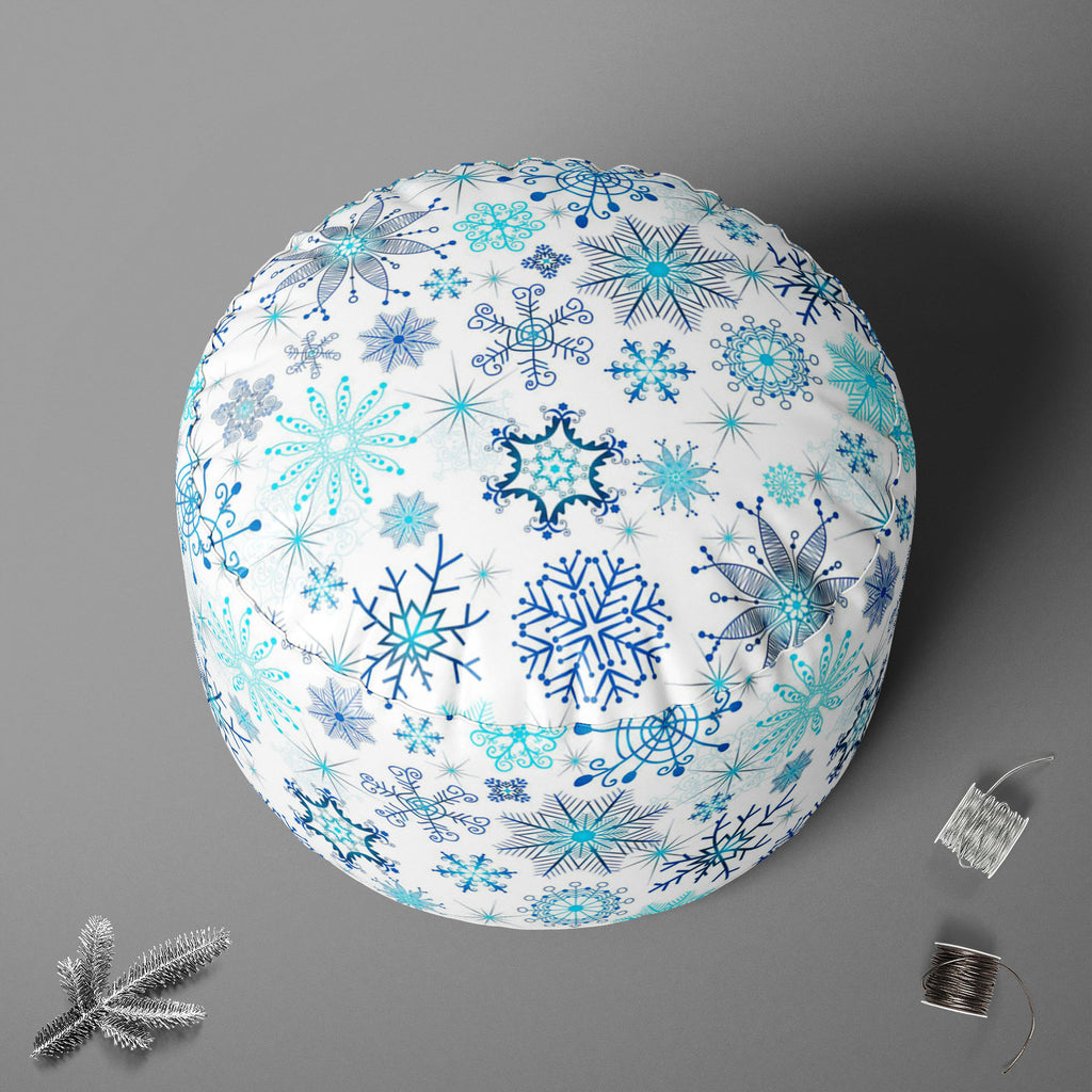 Christmas Snowflakes D1 Footstool Footrest Puffy Pouffe Ottoman Bean Bag | Canvas Fabric-Footstools-FST_CB_BN-IC 5007226 IC 5007226, Abstract Expressionism, Abstracts, Ancient, Black and White, Christianity, Circle, Decorative, Drawing, Historical, Medieval, Patterns, Retro, Seasons, Semi Abstract, Signs, Signs and Symbols, Vintage, White, christmas, snowflakes, d1, footstool, footrest, puffy, pouffe, ottoman, bean, bag, canvas, fabric, abstract, background, blue, chaotic, crossing, dark, decoration, design