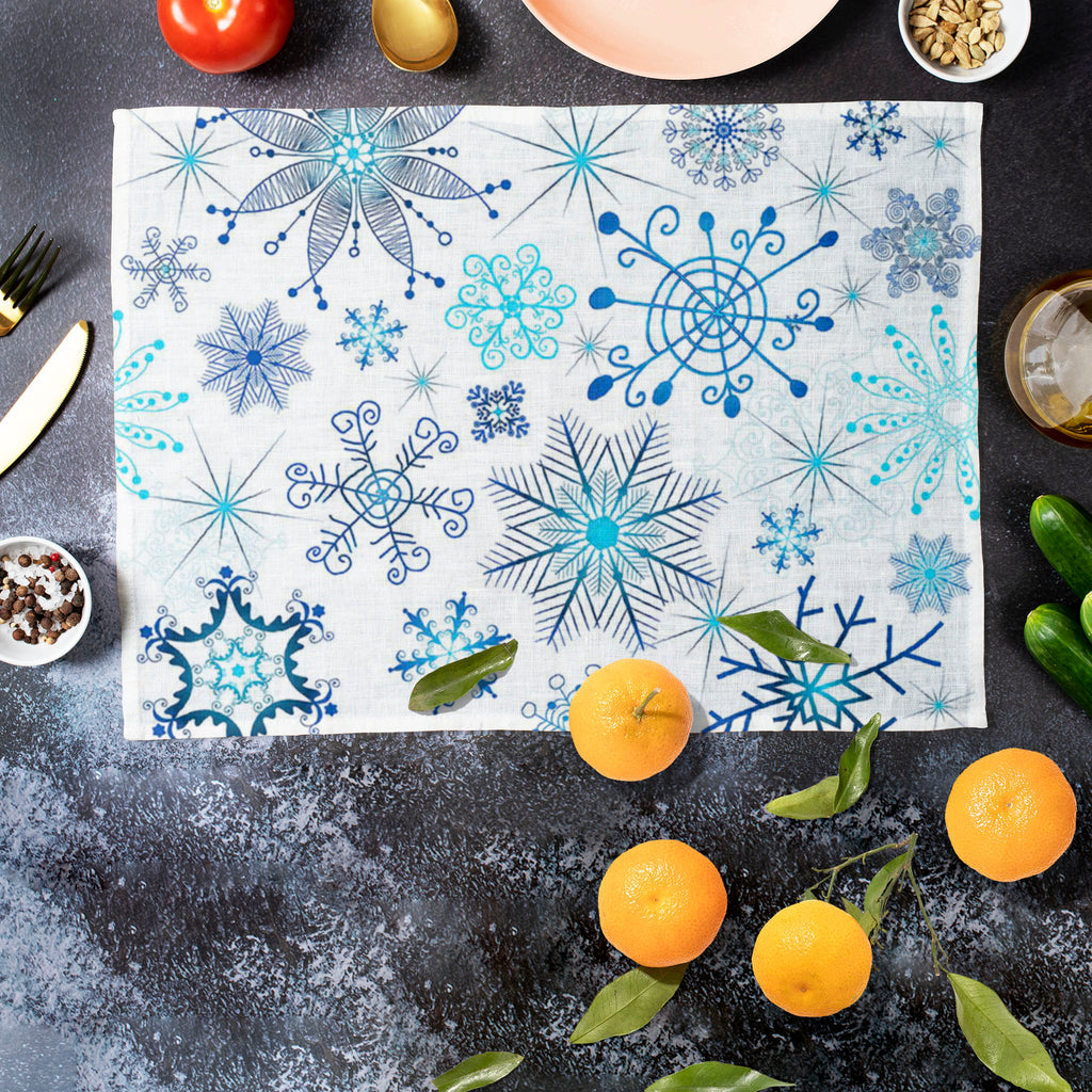 Christmas Snowflakes D1 Table Mat Placemat-Table Place Mats Fabric-MAT_TB-IC 5007226 IC 5007226, Abstract Expressionism, Abstracts, Ancient, Black and White, Christianity, Circle, Decorative, Drawing, Historical, Medieval, Patterns, Retro, Seasons, Semi Abstract, Signs, Signs and Symbols, Vintage, White, christmas, snowflakes, d1, table, mat, placemat, abstract, background, blue, chaotic, crossing, dark, decoration, design, detail, feature, frost, gentle, gradient, gray, mix, ornament, painted, pastel, patt
