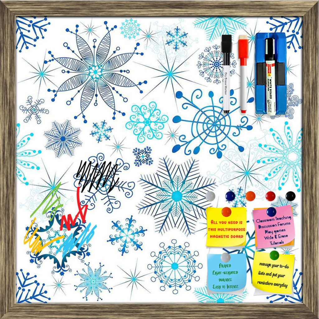 Christmas Snowflakes Framed Magnetic Dry Erase Board | Combo with Magnet Buttons & Markers-Magnetic Boards Framed-MGB_FR-IC 5007226 IC 5007226, Abstract Expressionism, Abstracts, Ancient, Black and White, Christianity, Circle, Decorative, Drawing, Historical, Medieval, Patterns, Retro, Seasons, Semi Abstract, Signs, Signs and Symbols, Vintage, White, christmas, snowflakes, framed, magnetic, dry, erase, board, printed, whiteboard, with, 4, magnets, 2, markers, 1, duster, abstract, background, blue, chaotic, 