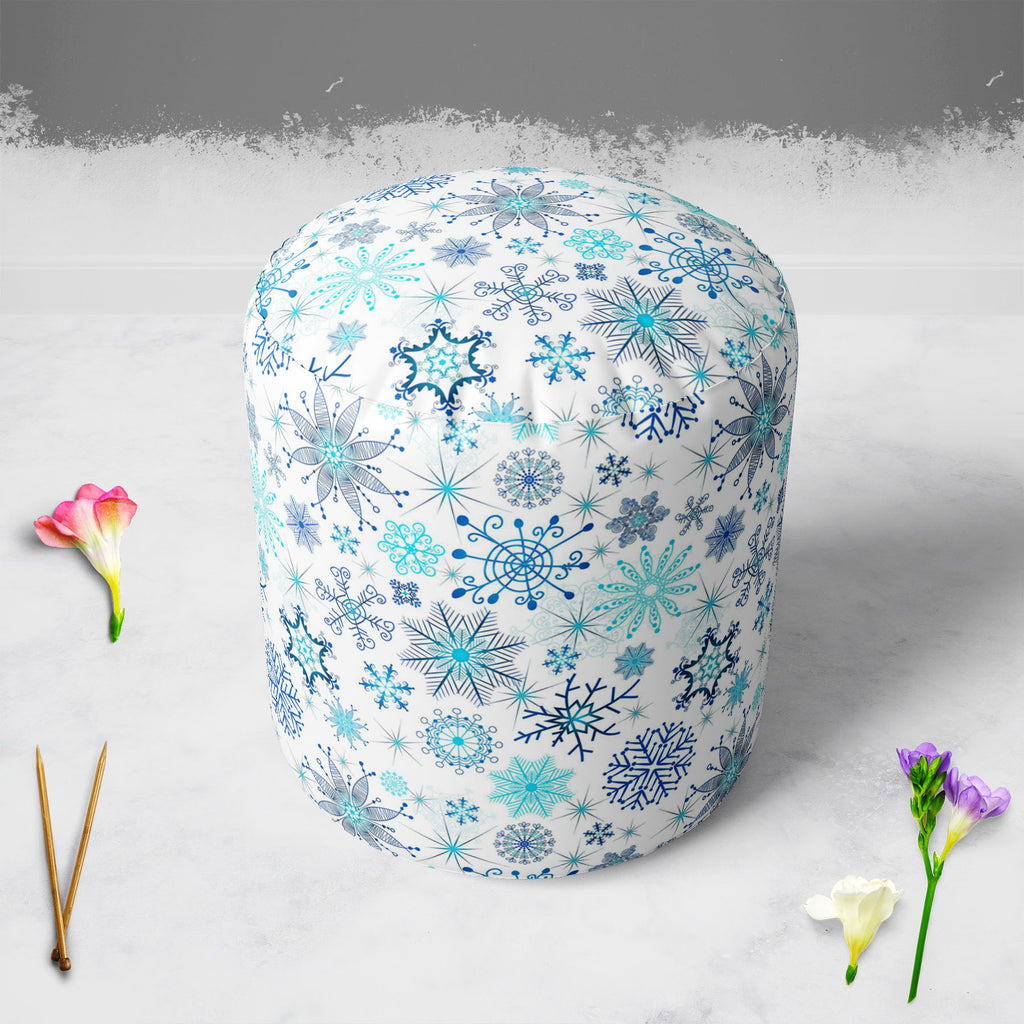 Christmas Snowflakes D1 Footstool Footrest Puffy Pouffe Ottoman Bean Bag | Canvas Fabric-Footstools-FST_CB_BN-IC 5007226 IC 5007226, Abstract Expressionism, Abstracts, Ancient, Black and White, Christianity, Circle, Decorative, Drawing, Historical, Medieval, Patterns, Retro, Seasons, Semi Abstract, Signs, Signs and Symbols, Vintage, White, christmas, snowflakes, d1, footstool, footrest, puffy, pouffe, ottoman, bean, bag, canvas, fabric, abstract, background, blue, chaotic, crossing, dark, decoration, design