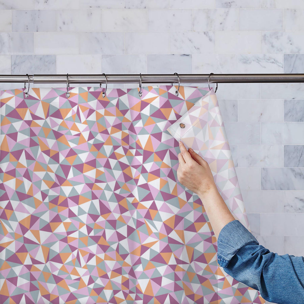 Mosaic Triangles Washable Waterproof Shower Curtain-Shower Curtains-CUR_SH-IC 5007228 IC 5007228, Abstract Expressionism, Abstracts, Art and Paintings, Black and White, Cities, City Views, Decorative, Digital, Digital Art, Drawing, Fashion, Geometric, Geometric Abstraction, Graphic, Illustrations, Patterns, Semi Abstract, Signs, Signs and Symbols, Triangles, White, mosaic, washable, waterproof, shower, curtain, triangle, pattern, seamless, abstract, art, artistic, artwork, backdrop, background, continuity, 