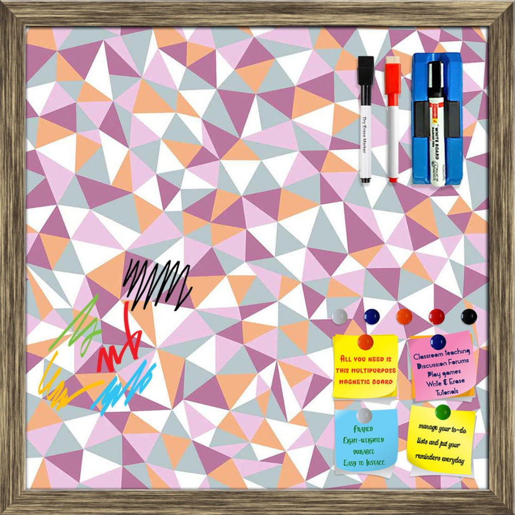 Mosaic Triangles Framed Magnetic Dry Erase Board | Combo with Magnet Buttons & Markers-Magnetic Boards Framed-MGB_FR-IC 5007228 IC 5007228, Abstract Expressionism, Abstracts, Art and Paintings, Black and White, Cities, City Views, Decorative, Digital, Digital Art, Drawing, Fashion, Geometric, Geometric Abstraction, Graphic, Illustrations, Patterns, Semi Abstract, Signs, Signs and Symbols, Triangles, White, mosaic, framed, magnetic, dry, erase, board, printed, whiteboard, with, 4, magnets, 2, markers, 1, dus
