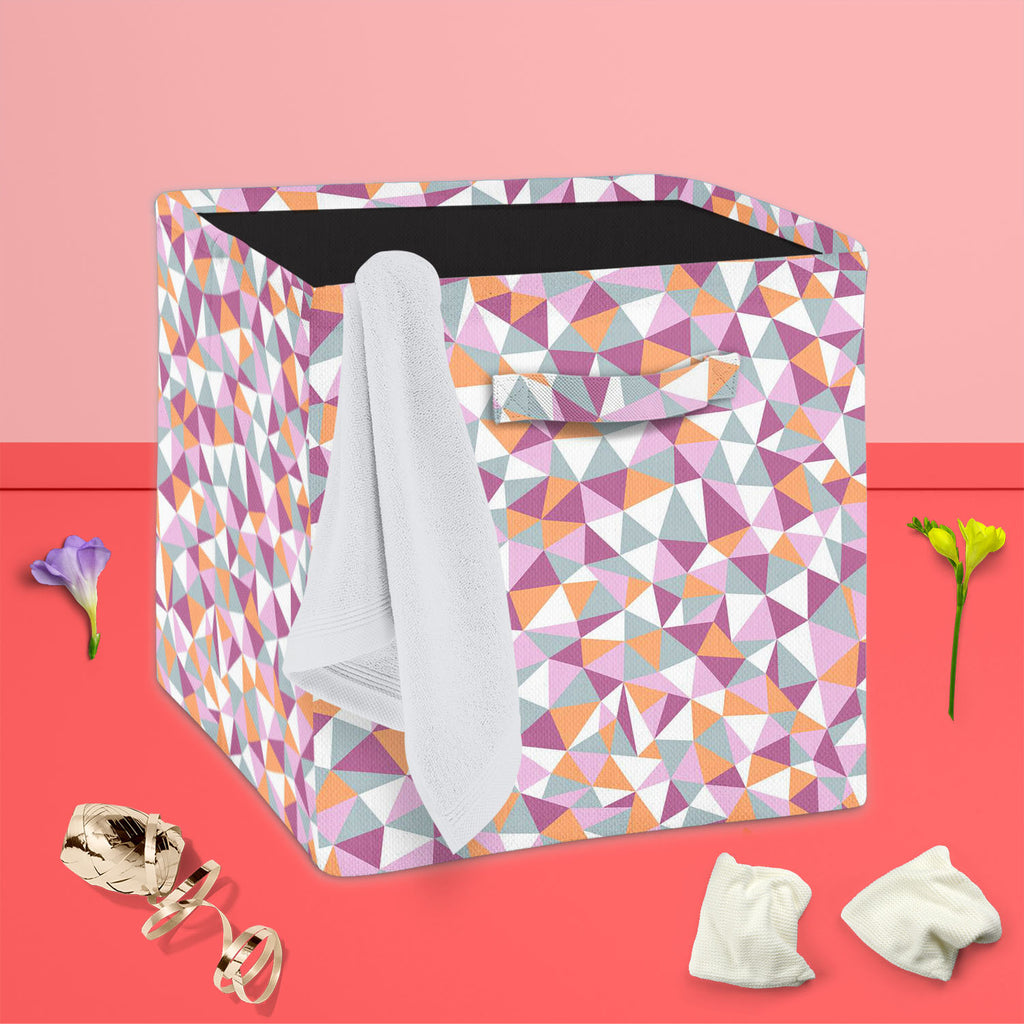 Mosaic Triangles Foldable Open Storage Bin | Organizer Box, Toy Basket, Shelf Box, Laundry Bag | Canvas Fabric-Storage Bins-STR_BI_CB-IC 5007228 IC 5007228, Abstract Expressionism, Abstracts, Art and Paintings, Black and White, Cities, City Views, Decorative, Digital, Digital Art, Drawing, Fashion, Geometric, Geometric Abstraction, Graphic, Illustrations, Patterns, Semi Abstract, Signs, Signs and Symbols, Triangles, White, mosaic, foldable, open, storage, bin, organizer, box, toy, basket, shelf, laundry, ba