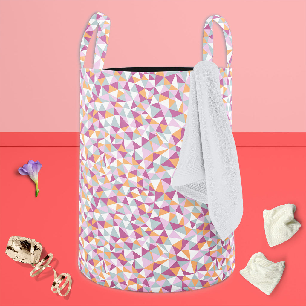 Mosaic Triangles Foldable Open Storage Bin | Organizer Box, Toy Basket, Shelf Box, Laundry Bag | Canvas Fabric-Storage Bins-STR_BI_CB-IC 5007228 IC 5007228, Abstract Expressionism, Abstracts, Art and Paintings, Black and White, Cities, City Views, Decorative, Digital, Digital Art, Drawing, Fashion, Geometric, Geometric Abstraction, Graphic, Illustrations, Patterns, Semi Abstract, Signs, Signs and Symbols, Triangles, White, mosaic, foldable, open, storage, bin, organizer, box, toy, basket, shelf, laundry, ba