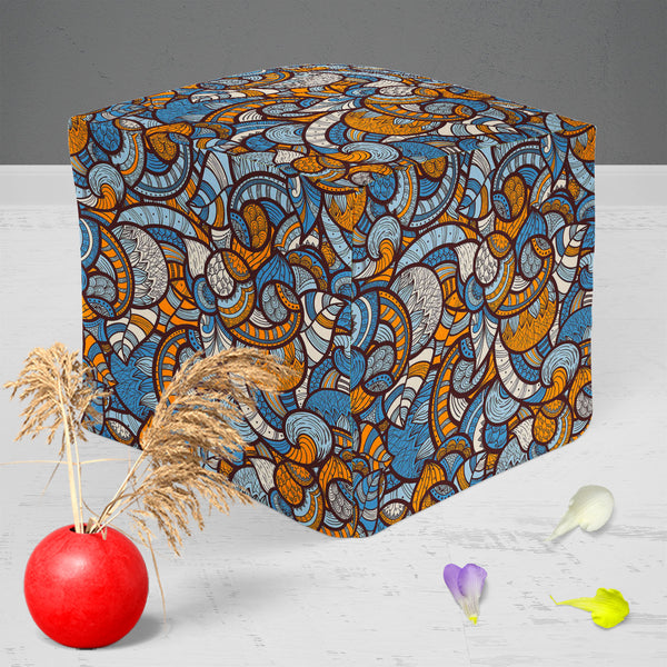 Ethnic Doodle Footstool Footrest Puffy Pouffe Ottoman Bean Bag | Canvas Fabric-Footstools-FST_CB_BN-IC 5007231 IC 5007231, Abstract Expressionism, Abstracts, African, Ancient, Art and Paintings, Asian, Botanical, Circle, Culture, Dots, Ethnic, Floral, Flowers, Geometric Abstraction, Hand Drawn, Historical, Illustrations, Medieval, Nature, Patterns, Scenic, Semi Abstract, Traditional, Tribal, Vintage, World Culture, doodle, puffy, pouffe, ottoman, footstool, footrest, bean, bag, canvas, fabric, pattern, abst