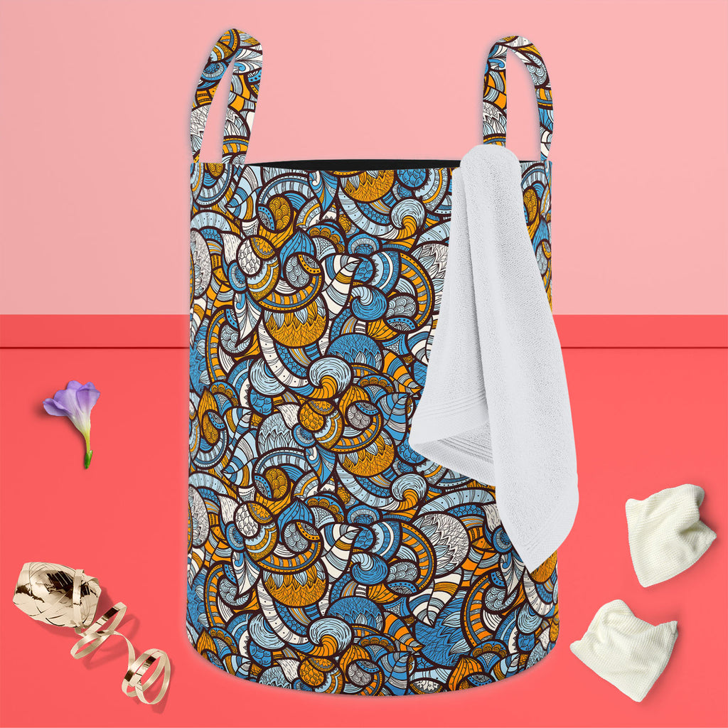 Ethnic Doodle Foldable Open Storage Bin | Organizer Box, Toy Basket, Shelf Box, Laundry Bag | Canvas Fabric-Storage Bins-STR_BI_CB-IC 5007231 IC 5007231, Abstract Expressionism, Abstracts, African, Ancient, Art and Paintings, Asian, Botanical, Circle, Culture, Dots, Ethnic, Floral, Flowers, Geometric Abstraction, Hand Drawn, Historical, Illustrations, Medieval, Nature, Patterns, Scenic, Semi Abstract, Traditional, Tribal, Vintage, World Culture, doodle, foldable, open, storage, bin, organizer, box, toy, bas