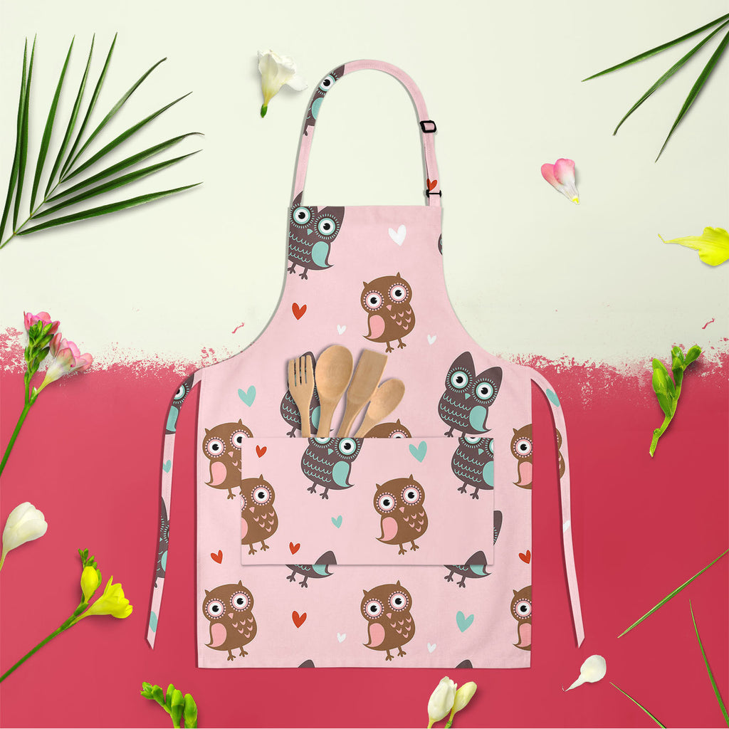 Owls & Hearts Apron | Adjustable, Free Size & Waist Tiebacks-Aprons Neck to Knee-APR_NK_KN-IC 5007232 IC 5007232, Abstract Expressionism, Abstracts, Ancient, Animals, Animated Cartoons, Art and Paintings, Birds, Caricature, Cartoons, Decorative, Hearts, Historical, Holidays, Illustrations, Love, Medieval, Modern Art, Patterns, Retro, Romance, Semi Abstract, Signs, Signs and Symbols, Vintage, Wedding, owls, apron, adjustable, free, size, waist, tiebacks, pattern, cute, owl, seamless, abstract, affair, animal