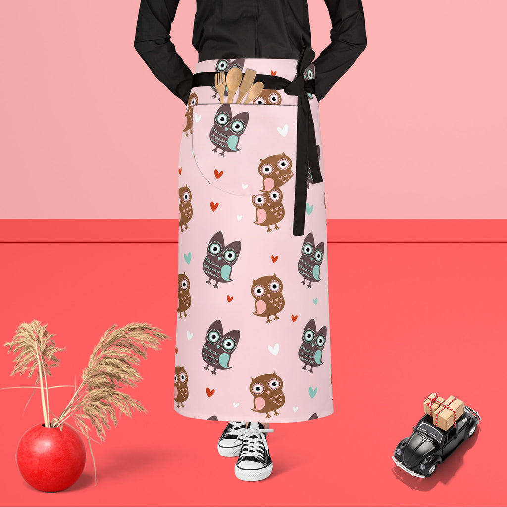 Owls & Hearts Apron | Adjustable, Free Size & Waist Tiebacks-Aprons Waist to Feet-APR_WS_FT-IC 5007232 IC 5007232, Abstract Expressionism, Abstracts, Ancient, Animals, Animated Cartoons, Art and Paintings, Birds, Caricature, Cartoons, Decorative, Hearts, Historical, Holidays, Illustrations, Love, Medieval, Modern Art, Patterns, Retro, Romance, Semi Abstract, Signs, Signs and Symbols, Vintage, Wedding, owls, apron, adjustable, free, size, waist, tiebacks, pattern, cute, owl, seamless, abstract, affair, anima