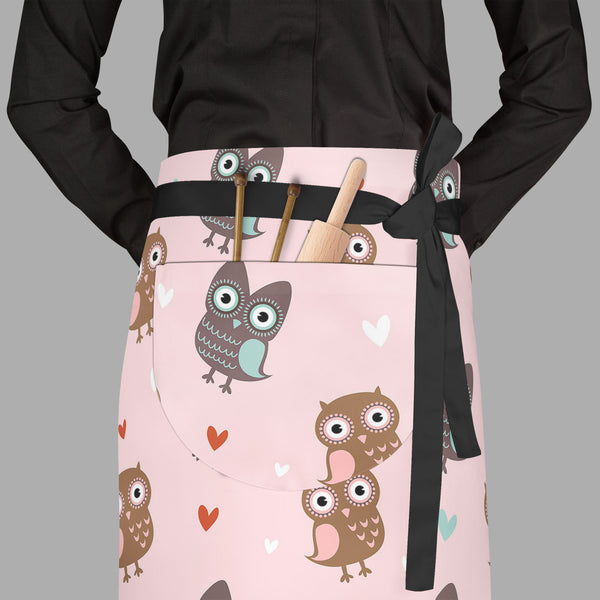 Owls & Hearts Apron | Adjustable, Free Size & Waist Tiebacks-Aprons Waist to Feet-APR_WS_FT-IC 5007232 IC 5007232, Abstract Expressionism, Abstracts, Ancient, Animals, Animated Cartoons, Art and Paintings, Birds, Caricature, Cartoons, Decorative, Hearts, Historical, Holidays, Illustrations, Love, Medieval, Modern Art, Patterns, Retro, Romance, Semi Abstract, Signs, Signs and Symbols, Vintage, Wedding, owls, full-length, waist, to, feet, apron, poly-cotton, fabric, adjustable, tiebacks, pattern, cute, owl, s