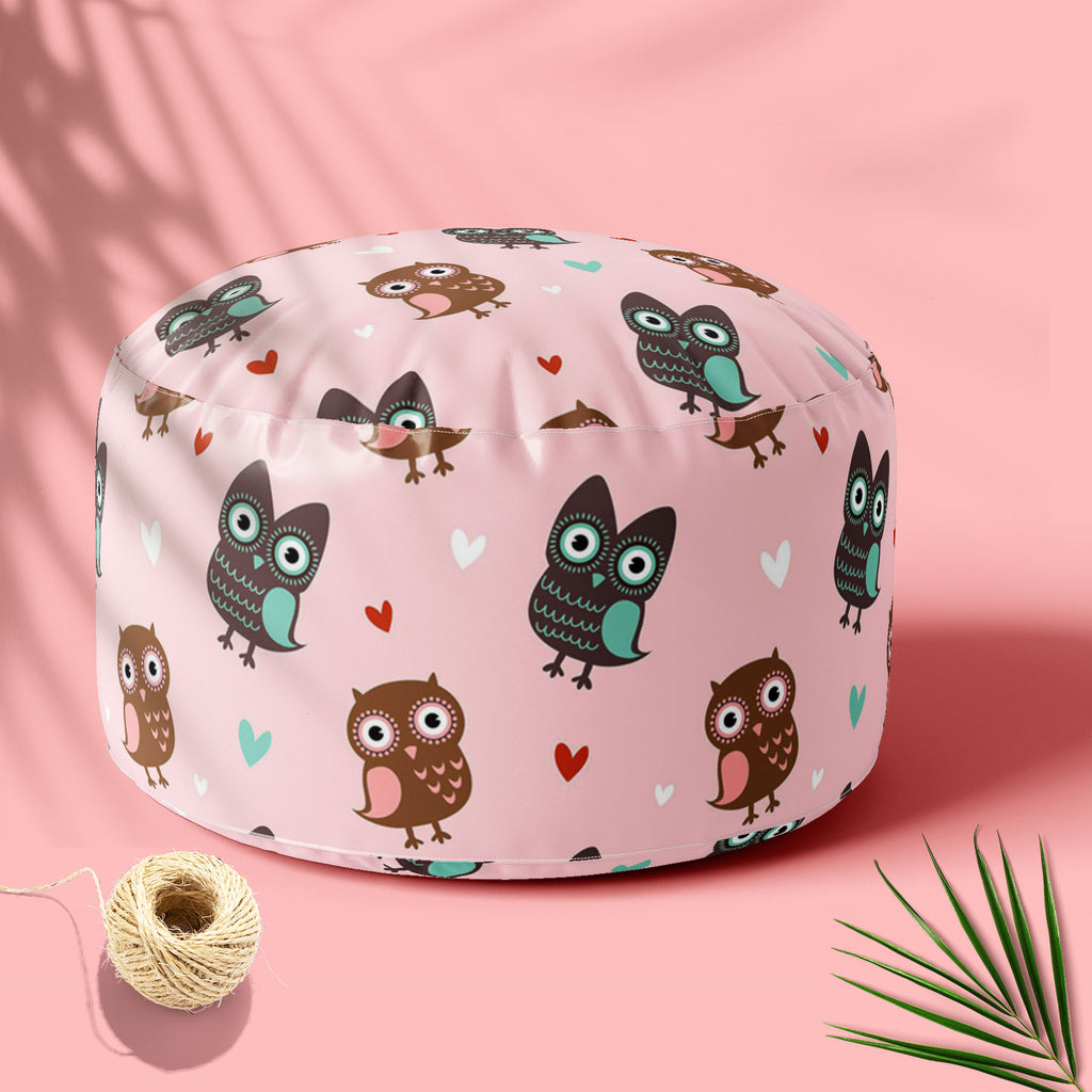 Owls & Hearts Footstool Footrest Puffy Pouffe Ottoman Bean Bag | Canvas Fabric-Footstools-FST_CB_BN-IC 5007232 IC 5007232, Abstract Expressionism, Abstracts, Ancient, Animals, Animated Cartoons, Art and Paintings, Birds, Caricature, Cartoons, Decorative, Hearts, Historical, Holidays, Illustrations, Love, Medieval, Modern Art, Patterns, Retro, Romance, Semi Abstract, Signs, Signs and Symbols, Vintage, Wedding, owls, footstool, footrest, puffy, pouffe, ottoman, bean, bag, canvas, fabric, pattern, cute, owl, s