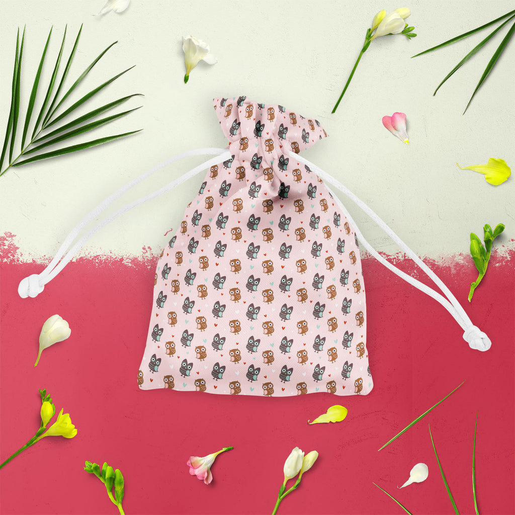 Owls & Hearts Pouch Wrist Potli Bag | Bag for Weddings & Casual Parties-Drawstring Pouches-PCH_FB_DS-IC 5007232 IC 5007232, Abstract Expressionism, Abstracts, Ancient, Animals, Animated Cartoons, Art and Paintings, Birds, Caricature, Cartoons, Decorative, Hearts, Historical, Holidays, Illustrations, Love, Medieval, Modern Art, Patterns, Retro, Romance, Semi Abstract, Signs, Signs and Symbols, Vintage, Wedding, owls, pouch, wrist, potli, bag, for, weddings, casual, parties, pattern, cute, owl, seamless, abst