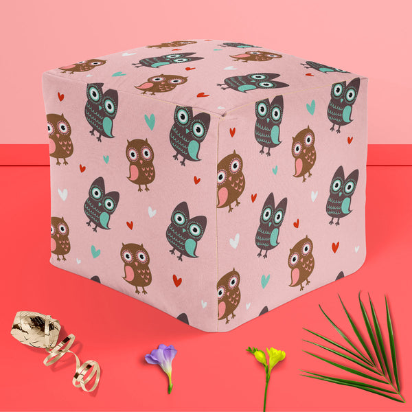 Owls & Hearts Footstool Footrest Puffy Pouffe Ottoman Bean Bag | Canvas Fabric-Footstools-FST_CB_BN-IC 5007232 IC 5007232, Abstract Expressionism, Abstracts, Ancient, Animals, Animated Cartoons, Art and Paintings, Birds, Caricature, Cartoons, Decorative, Hearts, Historical, Holidays, Illustrations, Love, Medieval, Modern Art, Patterns, Retro, Romance, Semi Abstract, Signs, Signs and Symbols, Vintage, Wedding, owls, puffy, pouffe, ottoman, footstool, footrest, bean, bag, canvas, fabric, pattern, cute, owl, s