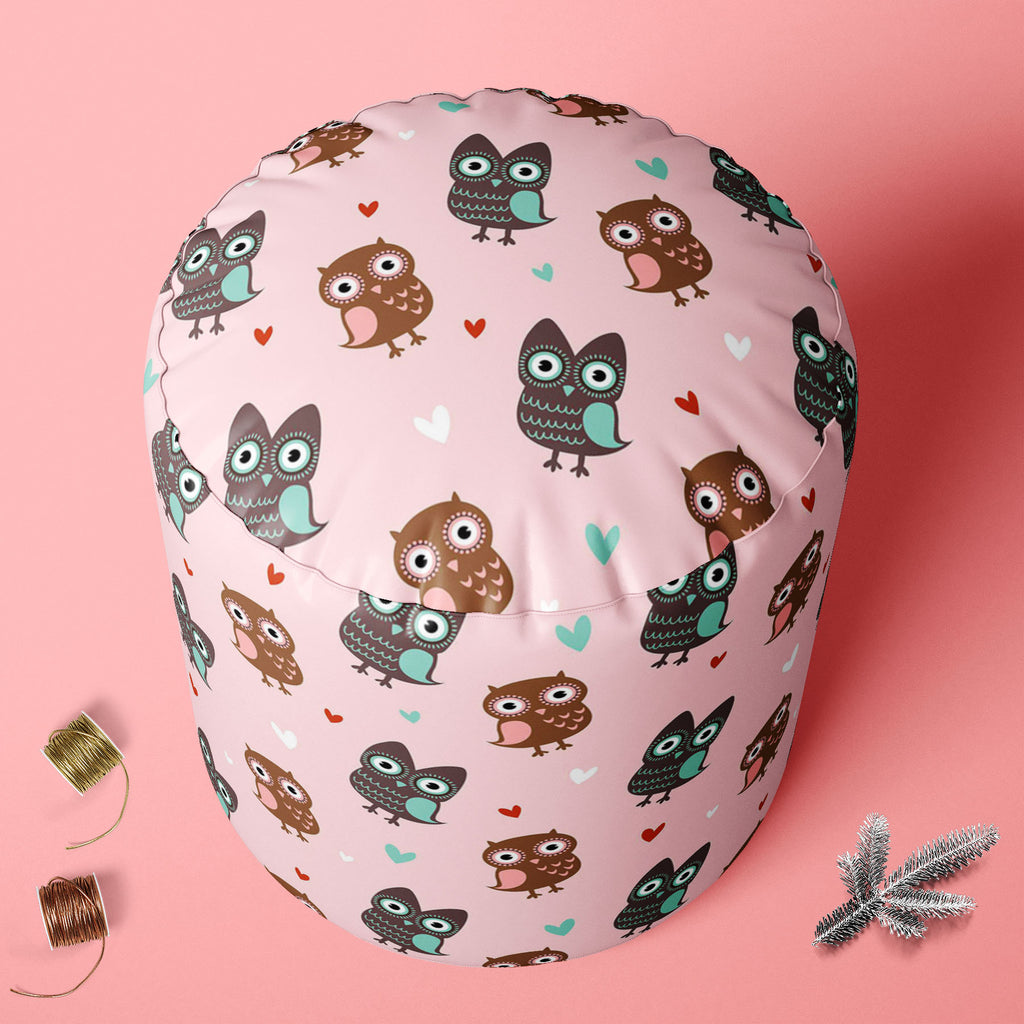 Owls & Hearts Footstool Footrest Puffy Pouffe Ottoman Bean Bag | Canvas Fabric-Footstools-FST_CB_BN-IC 5007232 IC 5007232, Abstract Expressionism, Abstracts, Ancient, Animals, Animated Cartoons, Art and Paintings, Birds, Caricature, Cartoons, Decorative, Hearts, Historical, Holidays, Illustrations, Love, Medieval, Modern Art, Patterns, Retro, Romance, Semi Abstract, Signs, Signs and Symbols, Vintage, Wedding, owls, footstool, footrest, puffy, pouffe, ottoman, bean, bag, canvas, fabric, pattern, cute, owl, s