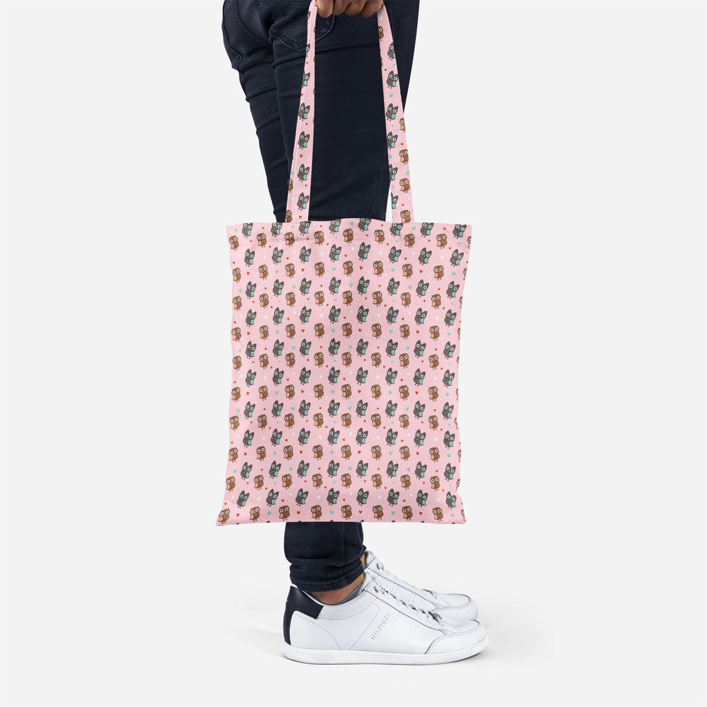 ArtzFolio Owls & Hearts Tote Bag Shoulder Purse | Multipurpose-Tote Bags Basic-AZ5007232TOT_RF-IC 5007232 IC 5007232, Abstract Expressionism, Abstracts, Ancient, Animals, Animated Cartoons, Art and Paintings, Birds, Caricature, Cartoons, Decorative, Hearts, Historical, Holidays, Illustrations, Love, Medieval, Modern Art, Patterns, Retro, Romance, Semi Abstract, Signs, Signs and Symbols, Vintage, Wedding, owls, tote, bag, shoulder, purse, multipurpose, pattern, cute, owl, seamless, abstract, affair, animal, 