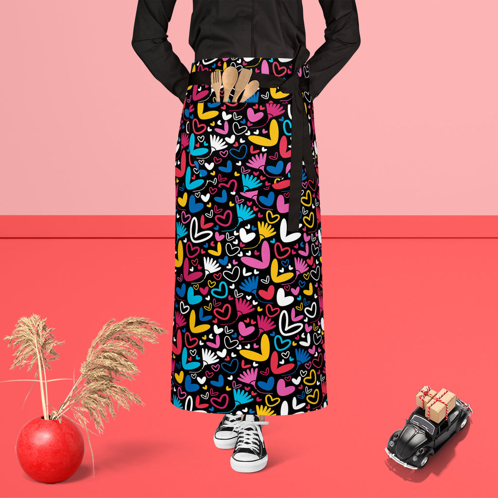 Hearts & Flowers Apron | Adjustable, Free Size & Waist Tiebacks-Aprons Waist to Feet-APR_WS_FT-IC 5007235 IC 5007235, Abstract Expressionism, Abstracts, Art and Paintings, Black and White, Botanical, Decorative, Digital, Digital Art, Drawing, Floral, Flowers, Graphic, Hearts, Holidays, Illustrations, Love, Nature, Paintings, Patterns, Romance, Semi Abstract, Signs, Signs and Symbols, Symbols, White, apron, adjustable, free, size, waist, tiebacks, pattern, abstract, amour, art, backdrop, background, card, ce