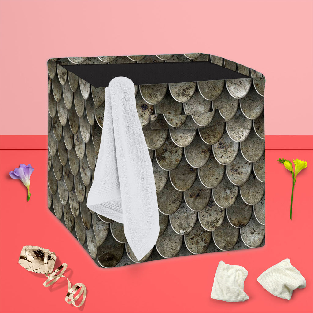 Cuirass Foldable Open Storage Bin | Organizer Box, Toy Basket, Shelf Box, Laundry Bag | Canvas Fabric-Storage Bins-STR_BI_CB-IC 5007239 IC 5007239, Abstract Expressionism, Abstracts, Ancient, Patterns, Retro, Semi Abstract, Signs, Signs and Symbols, Vintage, Metallic, cuirass, foldable, open, storage, bin, organizer, box, toy, basket, shelf, laundry, bag, canvas, fabric, armor, abstract, aged, alloy, armoring, armour, background, chain, design, frame, gray, grunge, grungy, hard, iron, material, metal, old, 