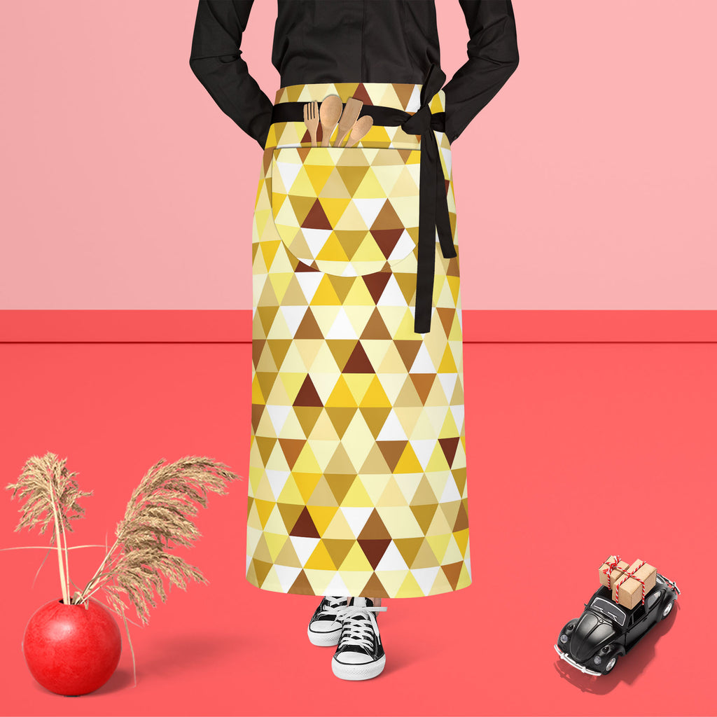 Gold Triangle Apron | Adjustable, Free Size & Waist Tiebacks-Aprons Waist to Feet-APR_WS_FT-IC 5007242 IC 5007242, Abstract Expressionism, Abstracts, Art and Paintings, Diamond, Fashion, Geometric, Geometric Abstraction, Illustrations, Modern Art, Patterns, Retro, Semi Abstract, Signs, Signs and Symbols, Symbols, Triangles, gold, triangle, apron, adjustable, free, size, waist, tiebacks, pattern, abstract, art, backdrop, background, beauty, bright, calmness, decor, decoration, design, element, fabric, funky,