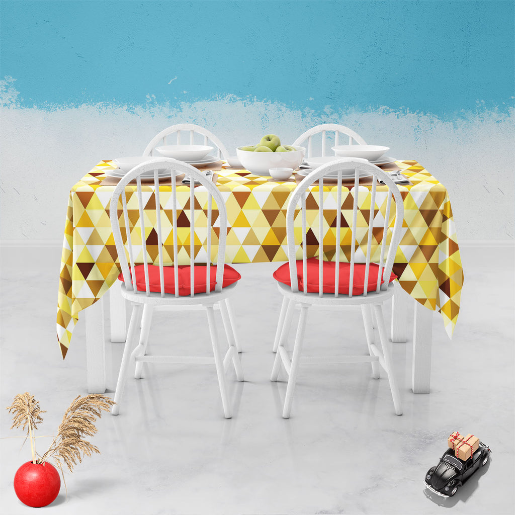 Gold Triangle Table Cloth Cover-Table Covers-CVR_TB_NR-IC 5007242 IC 5007242, Abstract Expressionism, Abstracts, Art and Paintings, Diamond, Fashion, Geometric, Geometric Abstraction, Illustrations, Modern Art, Patterns, Retro, Semi Abstract, Signs, Signs and Symbols, Symbols, Triangles, gold, triangle, table, cloth, cover, pattern, abstract, art, backdrop, background, beauty, bright, calmness, decor, decoration, design, element, fabric, funky, happy, illustration, modern, ornament, ornate, repetition, ruby