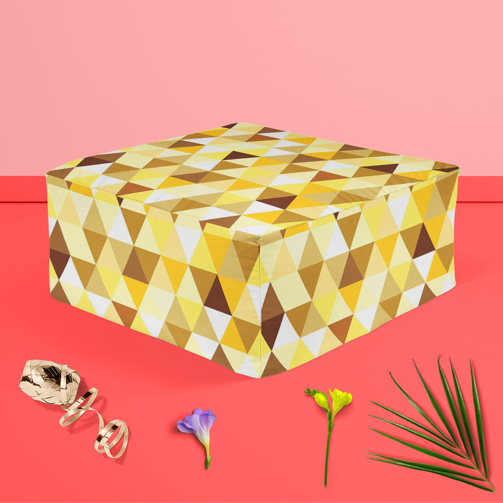 Gold Triangle Footstool Footrest Puffy Pouffe Ottoman Bean Bag | Canvas Fabric-Footstools-FST_CB_BN-IC 5007242 IC 5007242, Abstract Expressionism, Abstracts, Art and Paintings, Diamond, Fashion, Geometric, Geometric Abstraction, Illustrations, Modern Art, Patterns, Retro, Semi Abstract, Signs, Signs and Symbols, Symbols, Triangles, gold, triangle, footstool, footrest, puffy, pouffe, ottoman, bean, bag, canvas, fabric, pattern, abstract, art, backdrop, background, beauty, bright, calmness, decor, decoration,