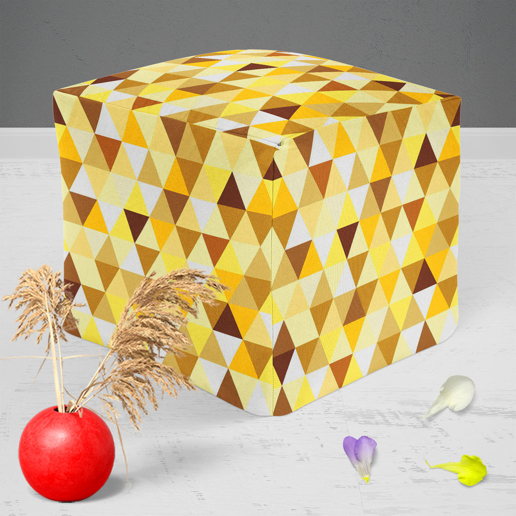 Gold Triangle Footstool Footrest Puffy Pouffe Ottoman Bean Bag | Canvas Fabric-Footstools-FST_CB_BN-IC 5007242 IC 5007242, Abstract Expressionism, Abstracts, Art and Paintings, Diamond, Fashion, Geometric, Geometric Abstraction, Illustrations, Modern Art, Patterns, Retro, Semi Abstract, Signs, Signs and Symbols, Symbols, Triangles, gold, triangle, footstool, footrest, puffy, pouffe, ottoman, bean, bag, canvas, fabric, pattern, abstract, art, backdrop, background, beauty, bright, calmness, decor, decoration,