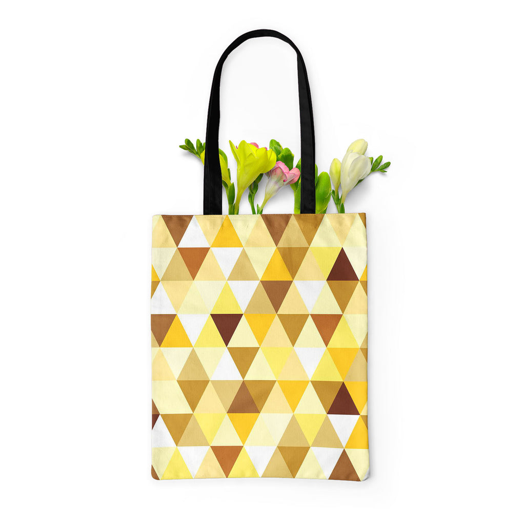 Gold Triangle Tote Bag Shoulder Purse | Multipurpose-Tote Bags Basic-TOT_FB_BS-IC 5007242 IC 5007242, Abstract Expressionism, Abstracts, Art and Paintings, Diamond, Fashion, Geometric, Geometric Abstraction, Illustrations, Modern Art, Patterns, Retro, Semi Abstract, Signs, Signs and Symbols, Symbols, Triangles, gold, triangle, tote, bag, shoulder, purse, multipurpose, pattern, abstract, art, backdrop, background, beauty, bright, calmness, decor, decoration, design, element, fabric, funky, happy, illustratio