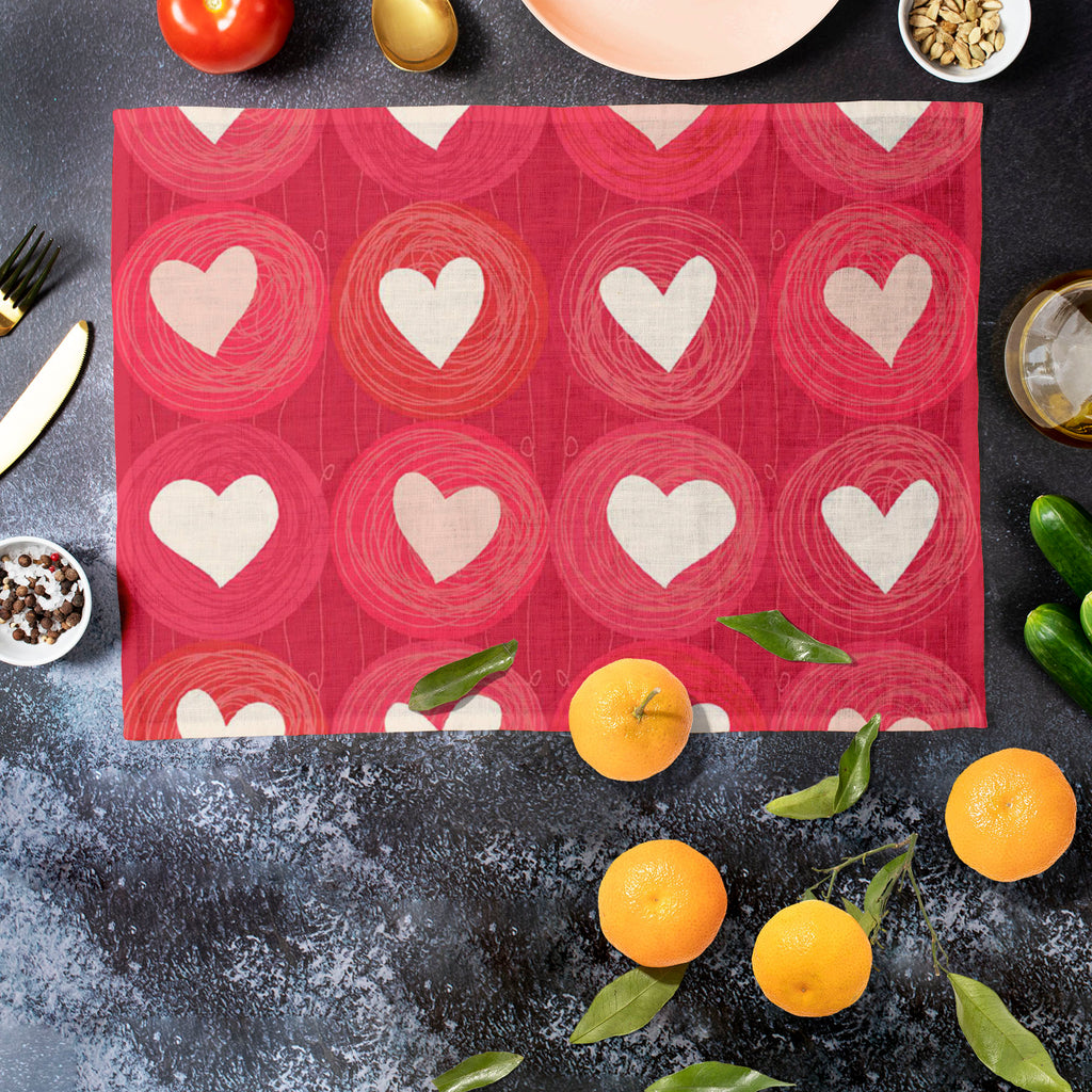 Hearts Table Mat Placemat-Table Place Mats Fabric-MAT_TB-IC 5007247 IC 5007247, Animated Cartoons, Art and Paintings, Black and White, Botanical, Caricature, Cartoons, Floral, Flowers, Hearts, Holidays, Illustrations, Love, Nature, Patterns, Romance, Wedding, White, table, mat, placemat, backdrop, background, banner, card, cartoon, childish, cute, day, doodle, flora, heart, holiday, illustration, line, marriage, object, pattern, pink, red, saint, seamless, spring, st, summer, texture, tile, valentine, verti