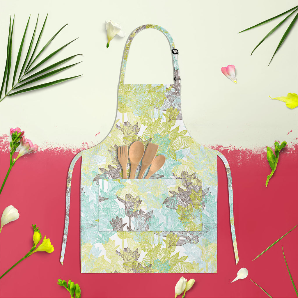 Tulip Flowers D2 Apron | Adjustable, Free Size & Waist Tiebacks-Aprons Neck to Knee-APR_NK_KN-IC 5007249 IC 5007249, Abstract Expressionism, Abstracts, Ancient, Art and Paintings, Botanical, Decorative, Digital, Digital Art, Floral, Flowers, Geometric, Geometric Abstraction, Graphic, Historical, Illustrations, Medieval, Nature, Patterns, Seasons, Semi Abstract, Signs, Signs and Symbols, Sketches, Vintage, tulip, d2, apron, adjustable, free, size, waist, tiebacks, abstract, art, artwork, backdrop, background
