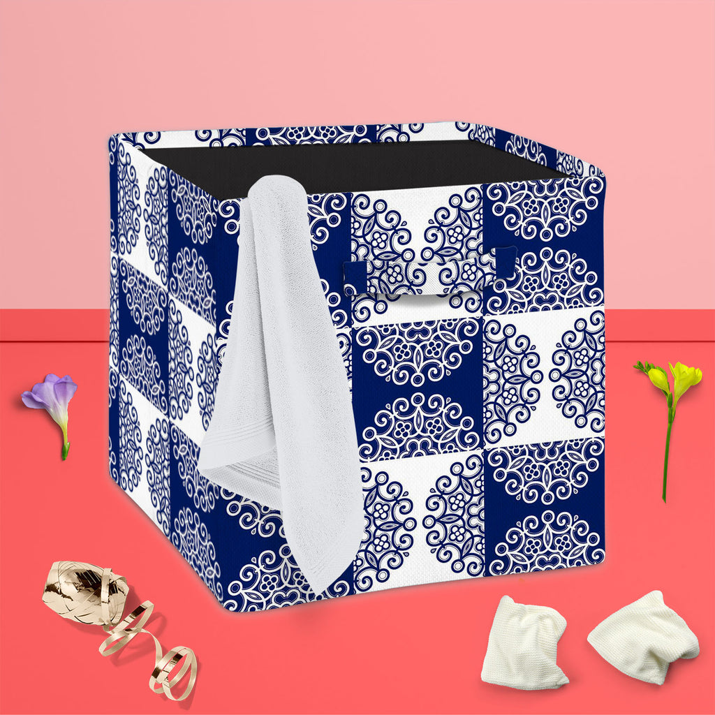 Lace Ornate Foldable Open Storage Bin | Organizer Box, Toy Basket, Shelf Box, Laundry Bag | Canvas Fabric-Storage Bins-STR_BI_CB-IC 5007250 IC 5007250, Abstract Expressionism, Abstracts, Ancient, Art and Paintings, Circle, Culture, Decorative, Digital, Digital Art, Drawing, Ethnic, Fashion, Graphic, Historical, Illustrations, Medieval, Patterns, Retro, Semi Abstract, Signs, Signs and Symbols, Space, Traditional, Tribal, Victorian, Vintage, World Culture, lace, ornate, foldable, open, storage, bin, organizer