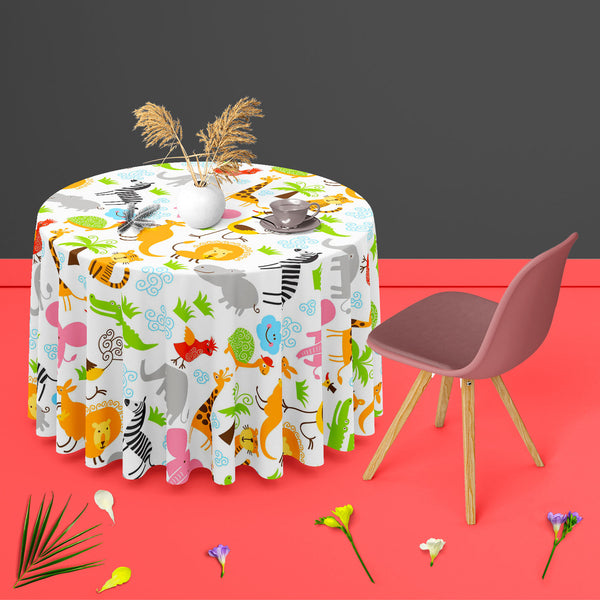 Cute Animals Table Cloth Cover-Table Covers-CVR_TB_RD-IC 5007255 IC 5007255, African, Animals, Animated Cartoons, Baby, Birds, Black and White, Caricature, Cartoons, Children, Comedy, Comics, Drawing, Humor, Humour, Illustrations, Kids, Patterns, Signs, Signs and Symbols, Tropical, White, cute, table, cloth, cover, for, dining, center, cotton, canvas, fabric, cartoon, zoo, animal, bonito, funny, zebra, africa, australia, background, bird, character, child, childhood, collection, colors, comic, crocodile, de