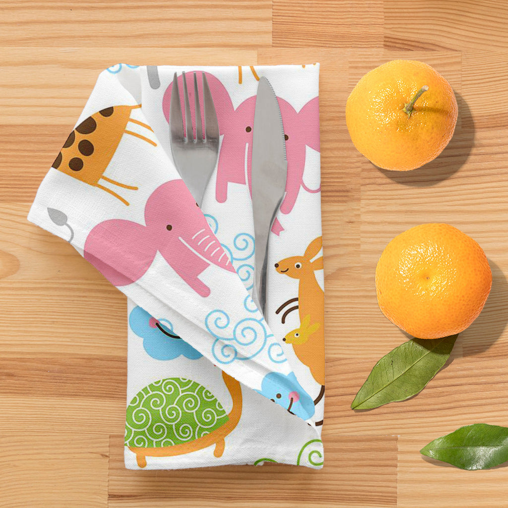 Cute Animals Table Napkin-Table Napkins-NAP_TB-IC 5007255 IC 5007255, African, Animals, Animated Cartoons, Baby, Birds, Black and White, Caricature, Cartoons, Children, Comedy, Comics, Drawing, Humor, Humour, Illustrations, Kids, Patterns, Signs, Signs and Symbols, Tropical, White, cute, table, napkin, cartoon, zoo, animal, bonito, funny, zebra, africa, australia, background, bird, character, child, childhood, collection, colors, comic, crocodile, design, droll, elephant, fabric, giraffe, happiness, hippo, 