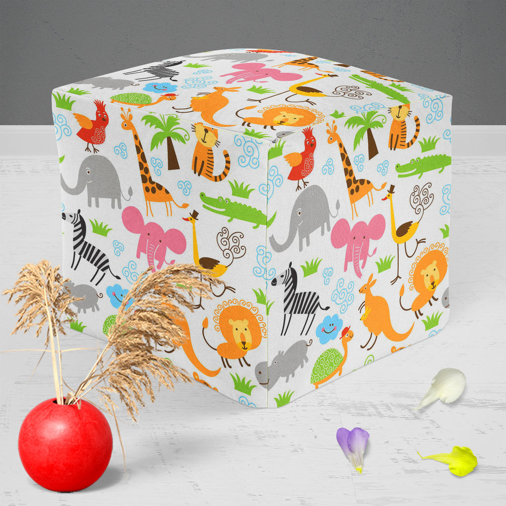 Cute Animals Footstool Footrest Puffy Pouffe Ottoman Bean Bag | Canvas Fabric-Footstools-FST_CB_BN-IC 5007255 IC 5007255, African, Animals, Animated Cartoons, Baby, Birds, Black and White, Caricature, Cartoons, Children, Comedy, Comics, Drawing, Humor, Humour, Illustrations, Kids, Patterns, Signs, Signs and Symbols, Tropical, White, cute, footstool, footrest, puffy, pouffe, ottoman, bean, bag, canvas, fabric, cartoon, zoo, animal, bonito, funny, zebra, africa, australia, background, bird, character, child, 