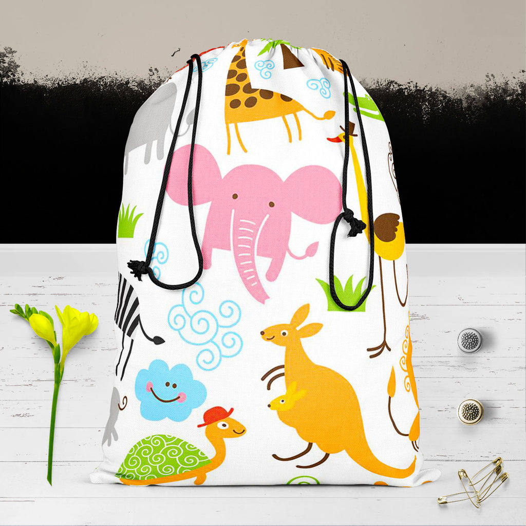 Cute Animals Reusable Sack Bag | Bag for Gym, Storage, Vegetable & Travel-Drawstring Sack Bags-SCK_FB_DS-IC 5007255 IC 5007255, African, Animals, Animated Cartoons, Baby, Birds, Black and White, Caricature, Cartoons, Children, Comedy, Comics, Drawing, Humor, Humour, Illustrations, Kids, Patterns, Signs, Signs and Symbols, Tropical, White, cute, reusable, sack, bag, for, gym, storage, vegetable, travel, cartoon, zoo, animal, bonito, funny, zebra, africa, australia, background, bird, character, child, childho